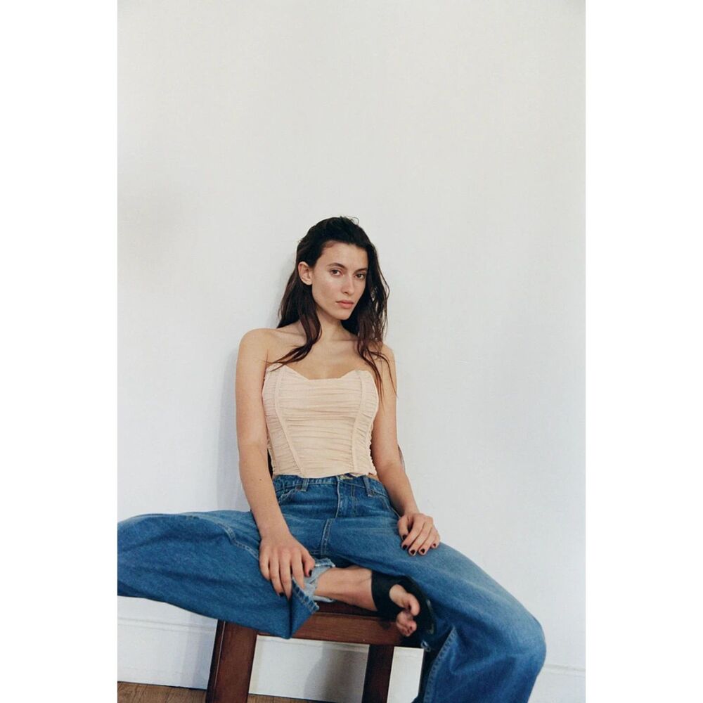 Zara Blush Gathered Tulle Corset Top